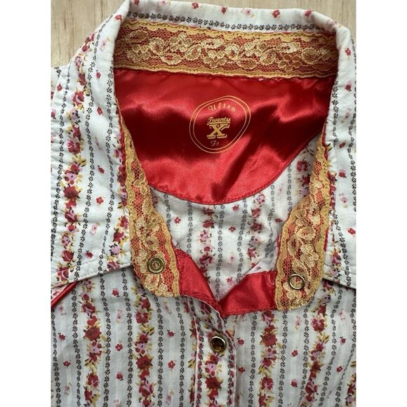Wrangler 20X Shirt Womens M Oranges Pearl Snap Up Rancher Cowgirl Rodeo Farmer - Picture 2 of 7
